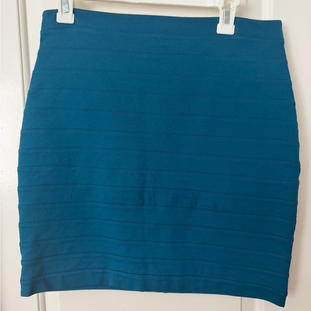 Express Teal Ribbed Pencil Skirt - Women